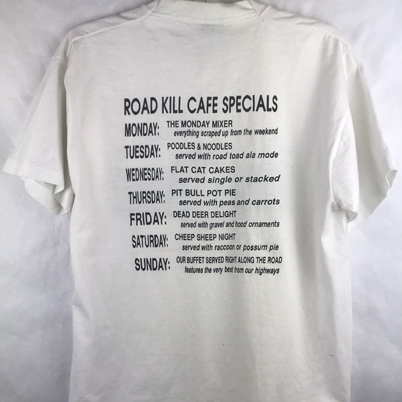 Jeffery Dahmer Vintage Single stitch Road Kill Cafe spell out graphic tee large - Picture 3 of 6